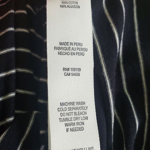 Vince Navy Blue Cotton Knit Striped Crew Neck Boxy Cut Long Sleeve T-Shirt S - Picture 10 of 12